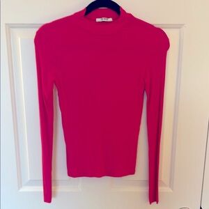 Zara Pink Fitted Long Sleeve Blouse
